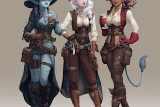draw your dnd rpg character or party illustration art