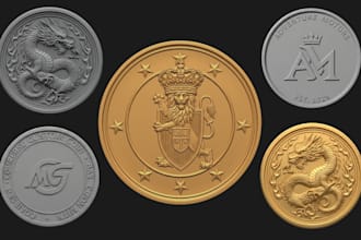 sculpt 3d coin 3d bas relief medallion logo coin stl model for 3d printing
