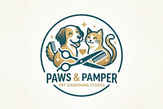 design a cute and professional pet grooming logo for your brand