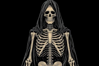 create a skull, skeleton or grim reaper illustration