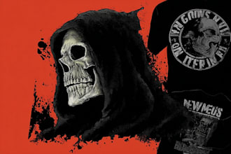 make great skull or grim reaper illustration in my style
