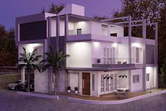 create realistic 3d architectural exterior render for houses and villas