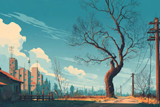 create a landscape and urban vector art illustration