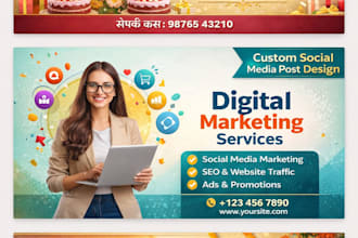 design marathi birthday banner and social media  posts