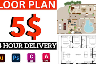 redraw floor plan for real estate agent, 2d floor plans