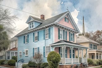 create house and building photo into watercolor art