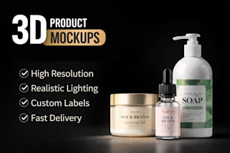 create realistic 3d product mockups and packaging designs