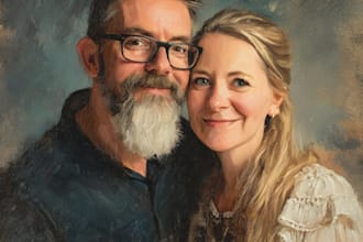 illustrate a romantic family couple portrait