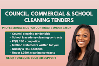 write your commercial contract, council or school cleaning tender bid, pqq,  itt