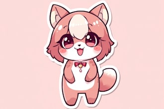 design cute kawaii animal, character, mascot, chibi stickers