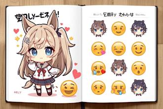 draw a custom chibi and emoji in cute anime style