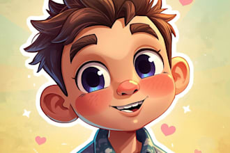 draw a cute and funny cartoon illustration