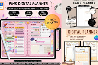 etsy digital planner hyperlinked planner digital downloads printable planner