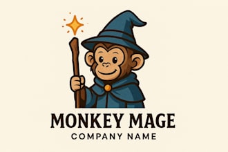 do eye catchy monkey mage mascot logo with my own creative thinking