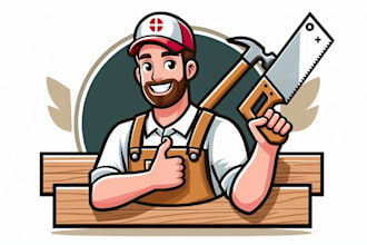 do high quality carpenter eps mascot logo with my own creative thinking
