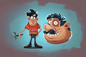 draw skull or retro cartoon character
