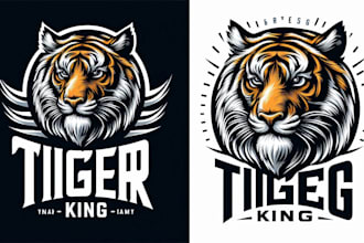 create tiger king tshirts logo cartoon character design for business and sports