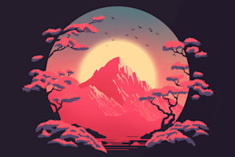 design minimal flat landscape illustration