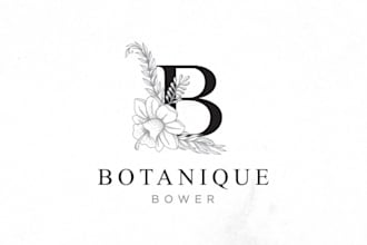 design hand drawn floral botanical logo for watch, perfume, cosmetic, fashion