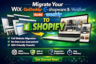 migrate clone your wix godaddy shopware 5 webflow duda weebly to shopify