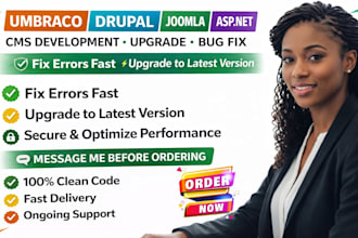 develop upgrade and fix umbraco drupal joomla asp dot net cms website duda seo