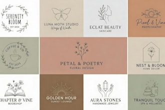 create professional hand drawn botanical floral logo design