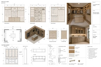 create walk in closet and custom cabinet millwork designs in 2d and 3d
