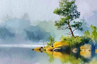 draw a watercolor landscape illustration