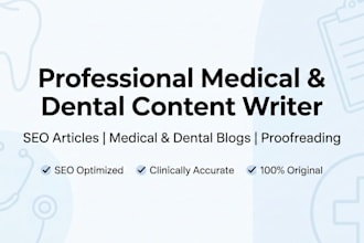 write SEO medical, dental, and public health articles and blogs