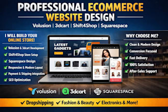 create develop volusion 3dcart shift4shop squarespace commerce website design