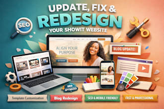 update fix showit website customize showit blog template redesign showit website