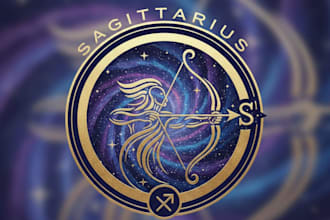 design a unique and powerful sagittarius logo for your brand