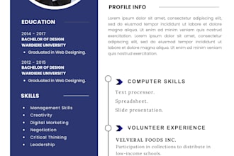 make professional CV, infographic resume, cover letter design on canva