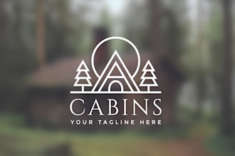 make a modern outdoor cabin nature and  minimalist logo