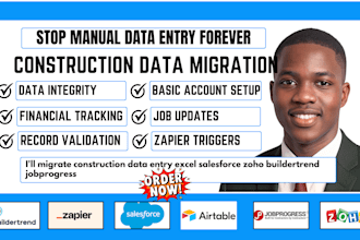migrate construction data entry excel salesforce zoho buildertrend jobprogress
