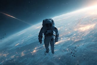 create high quality space art and futuristic space scenes