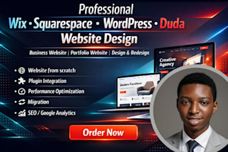 design wix, squarespace, wix to wordpress, website seo, website design, duda