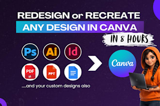 recreate, redesign or create custom canva design fast