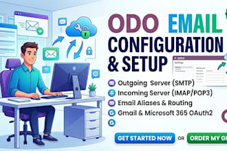 configure odoo SMTP, gmail, outlook email professionally