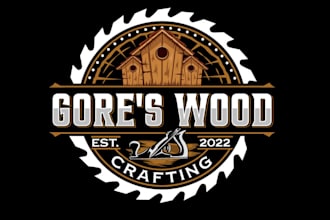 design wood crafts, wood works and woodworking logo