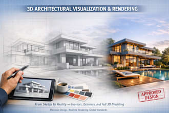 do 2d architecture floorplan model 3d elevation render and 3d walkthrough visual