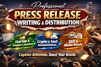 write and distribute a press release for startups, saas, crypto, and brands