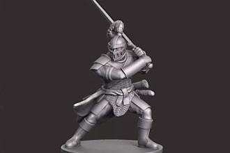 digital sculpt 3d miniature character, printable stl, 3d statue, realism model