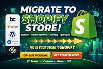 migrate big cartel volusion wordpress shift4shop  squarespace to shopify store