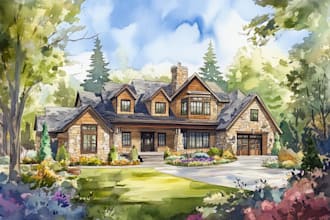 watercolor a house portrait