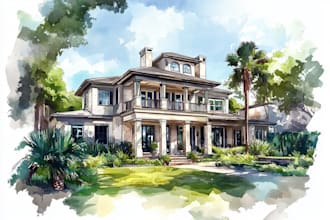 paint watercolor house portrait