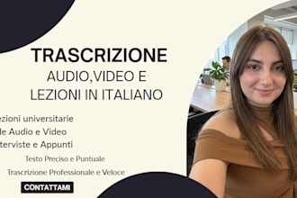 trascrivo audio, video o lezioni in italiano in modo preciso