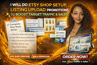 manage etsy shop setup listing upload and promotion