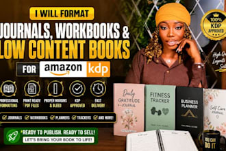 format journals workbooks and low content books for amazon KDP
