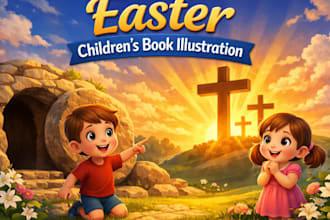 create custom easter themed illustrations for children books